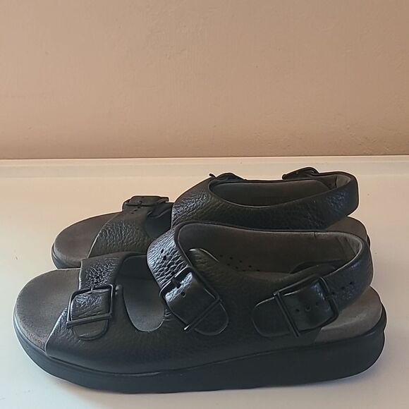 Relaxed Heel Strap Sandal Leather Tripad Comfort Sandals Black Size 7.5 W - Picture 4 of 16